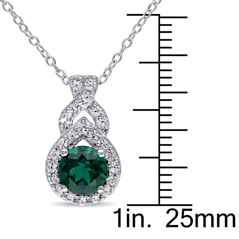 Brilliant-Cut Created Emerald & Created White Sapphire Leverback Earrings & Fashion Pendant with Chain in Sterling Silver image number null