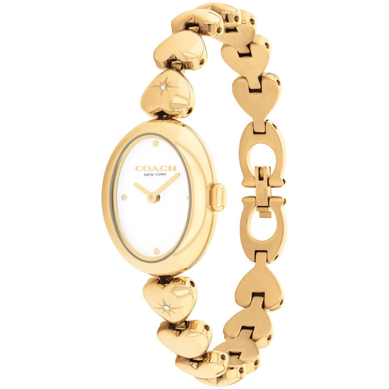 Coach Sammy Heart Link Crystal Gold Tone Watch 14504638-T image number null
