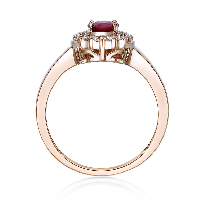 Oval-Cut Ruby & Diamond Ring in 10k Yellow Gold image number null