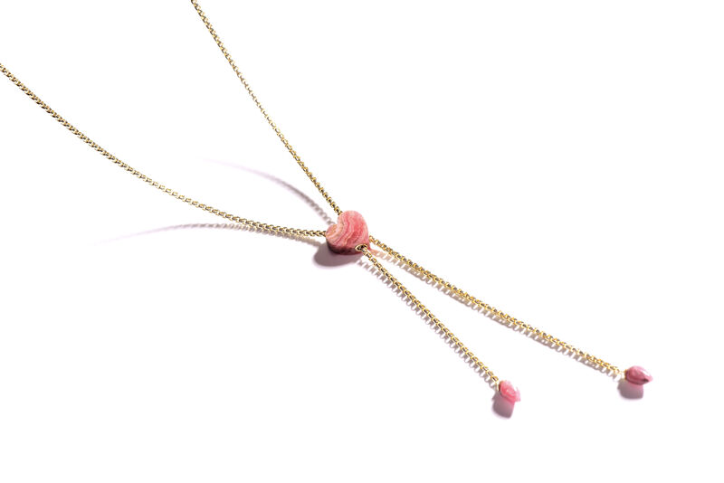 Yellow Rhodochrosite Adjustable Necklace in Sterling Silver & 14k Gold Plate image number null