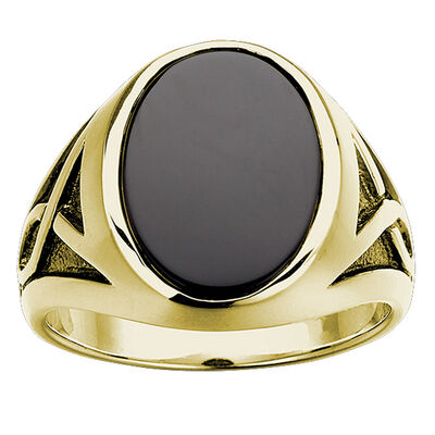 IBGoodman Oval Onyx Ring in 10k Yellow Gold
