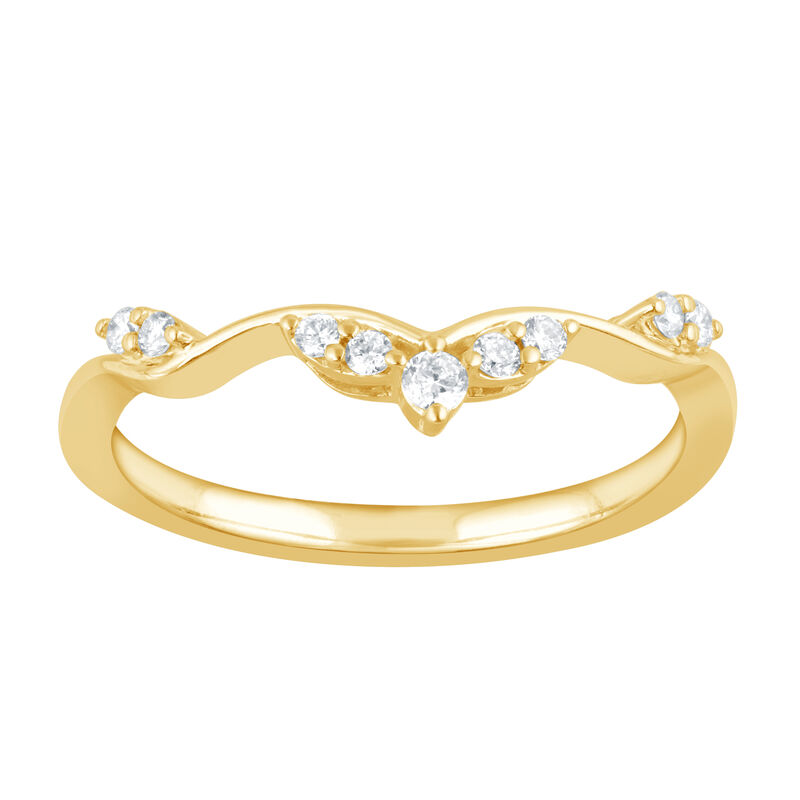 Round Lab Grown Diamond Contour Wedding Ring in 14k Yellow Gold image number null