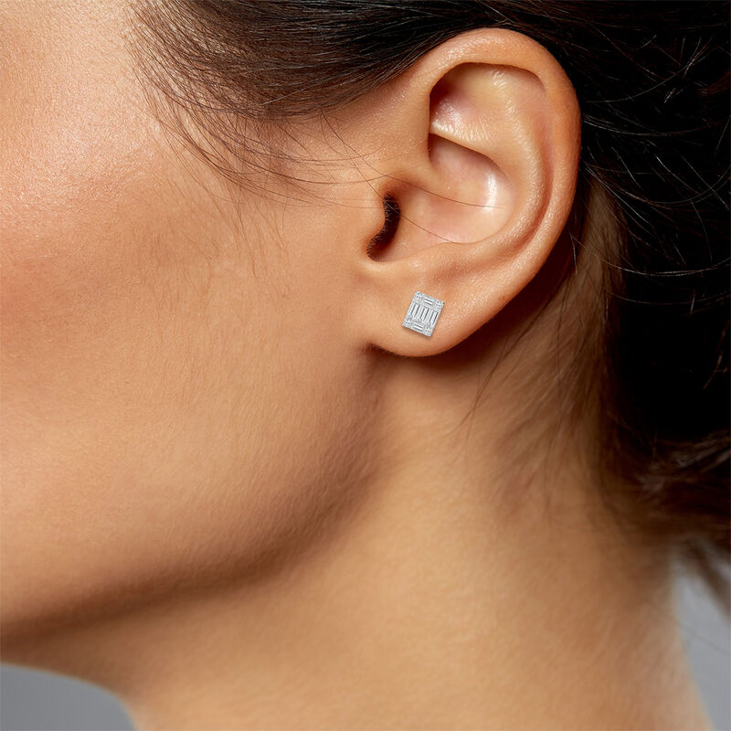 Lab Grown Diamond  1/4ctw. Composite Earrings in 10k White Gold image number null