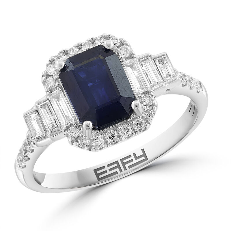 EFFY Sapphire & Diamond Ring in 14k White Gold image number null