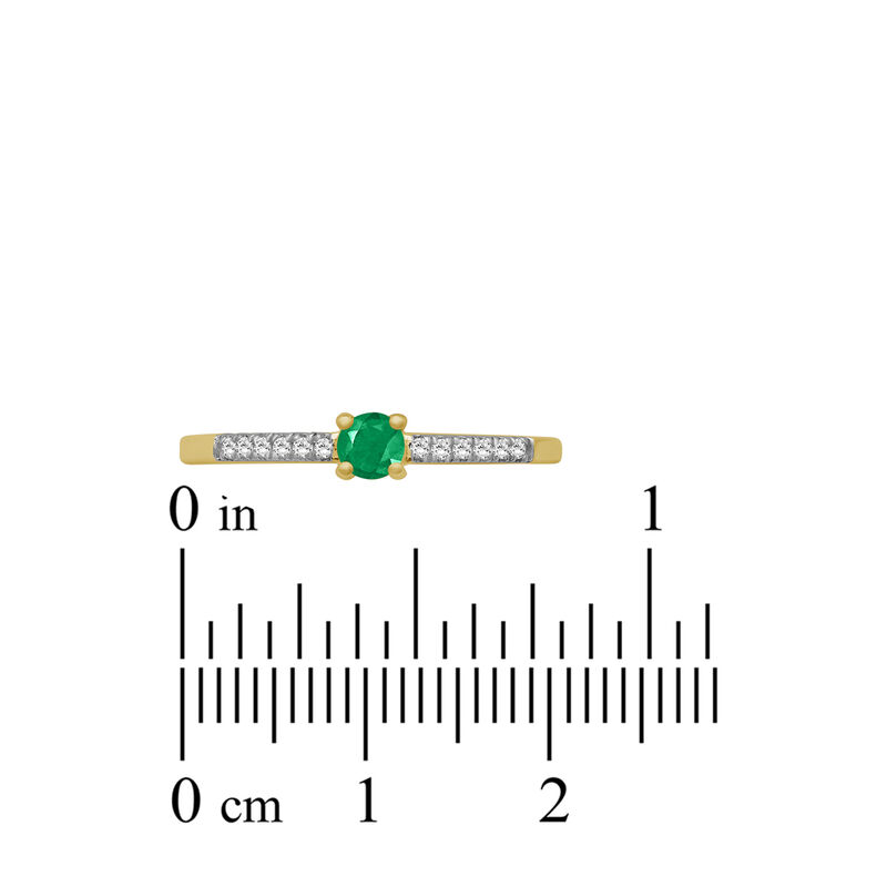 Brilliant-Cut Emerald & Diamond Ring in 10k Yellow Gold image number null