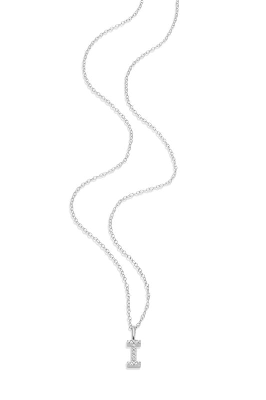 Lab Grown Diamond Letter I Initial Pendant Necklace in Sterling Silver image number null