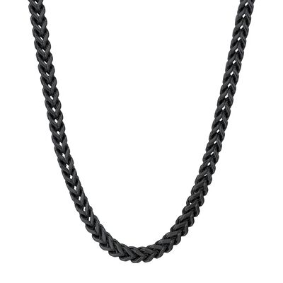 Men's Foxtail 24" Chain 6mm in Black Plated Stainless Steel