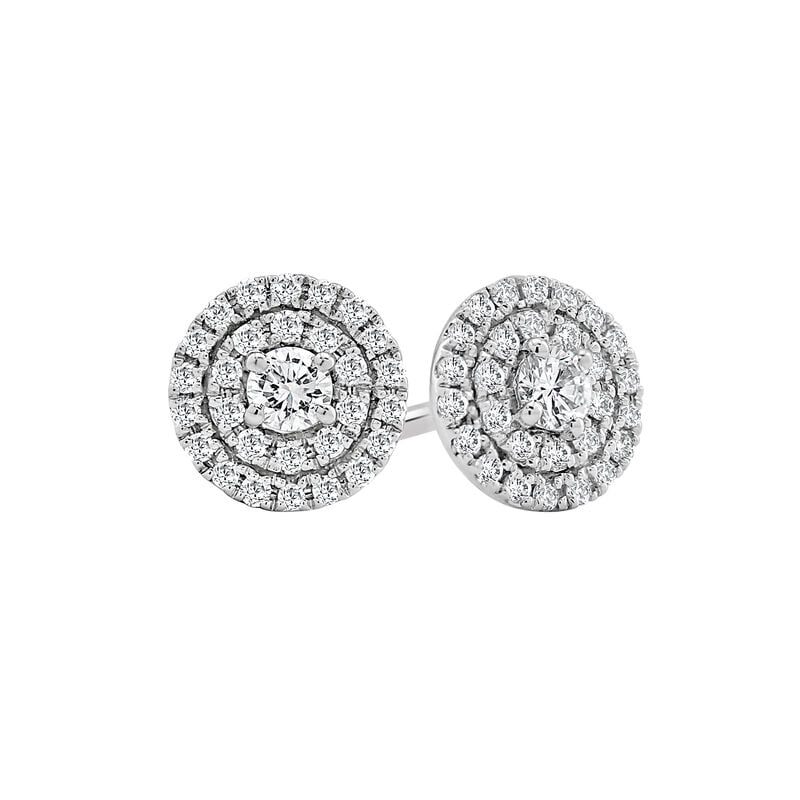 Lab Grown Diamond 1/4ctw. Double Halo Stud Earrings in 14k White Gold image number null