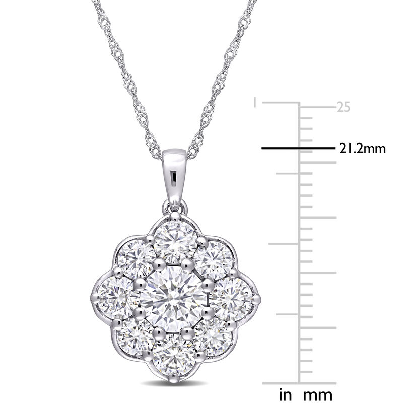 Created Round-Cut Moissanite Flower Pendant in 10k White Gold image number null