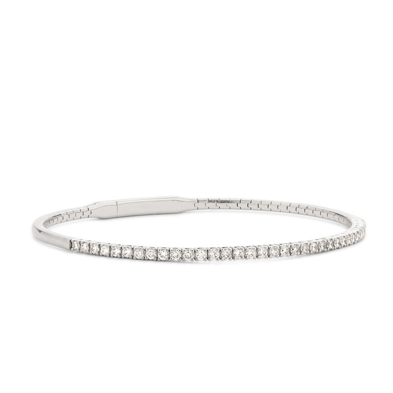 Brilliant-Cut 1ctw. Diamond Flex Bangle in 14k White Gold image number null