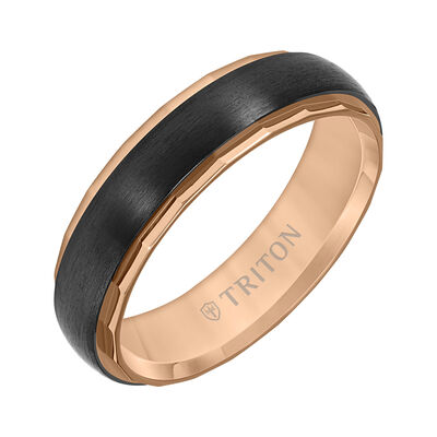 Men's Satin & Black Titanium Wedding Ring (6mm)
