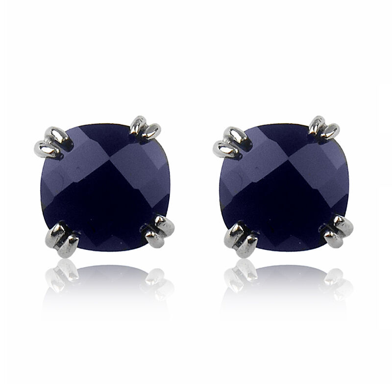 Created Sapphire Cushion-Cut Stud Earrings in Sterling Silver image number null