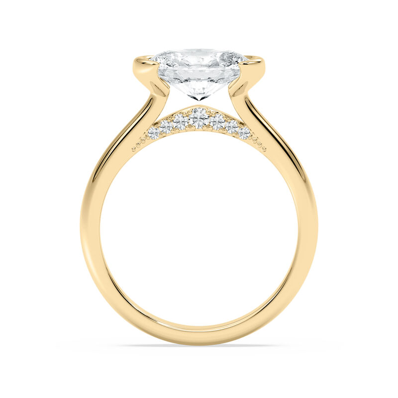 Oval Lab Grown Diamond 3ctw. East West Diamond Bridge Solitaire Engagement Ring in 14k Yellow Gold image number null