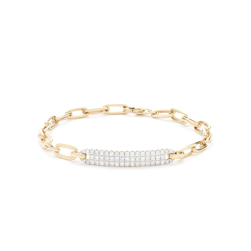 Brilliant-Cut .65ctw. Diamond Plate With Paperclip Link Bracelet in 14k Yellow Gold image number null