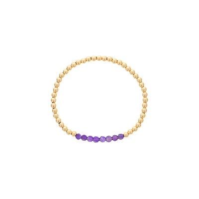 Amethyst Birthstone Beaded Bracelet Gold Filled