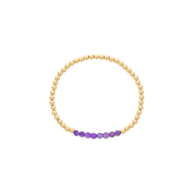 Amethyst Birthstone Beaded Bracelet Gold Filled image number null