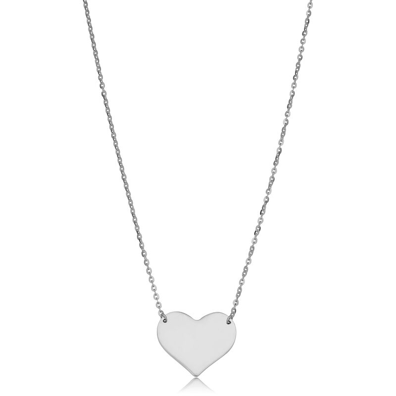 Heart Disc Pendant in 10k White Gold image number null