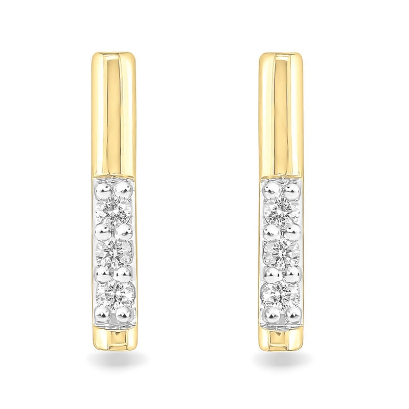 Diamond .07ctw. Bar Stud Earrings in Two-Tone 10k Gold image number null