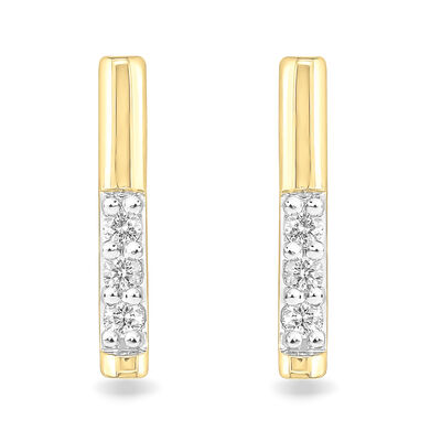 Diamond .07ctw. Bar Stud Earrings in Two-Tone 10k Gold