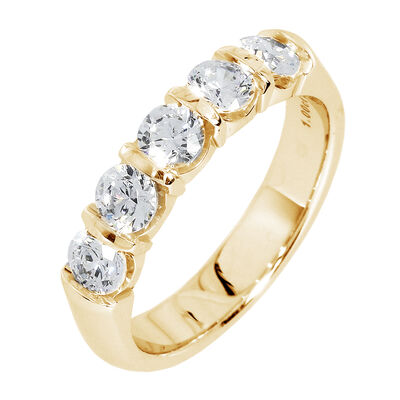 Diamond 5-Stone 1 ctw. Wedding Band in 14K Yellow Gold (FG, VS1-VS2)