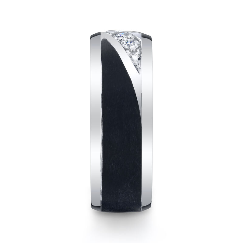 Men's MFIT Diamond 1/5ctw. & Black Ceramic Ring in 10k White Gold  image number null