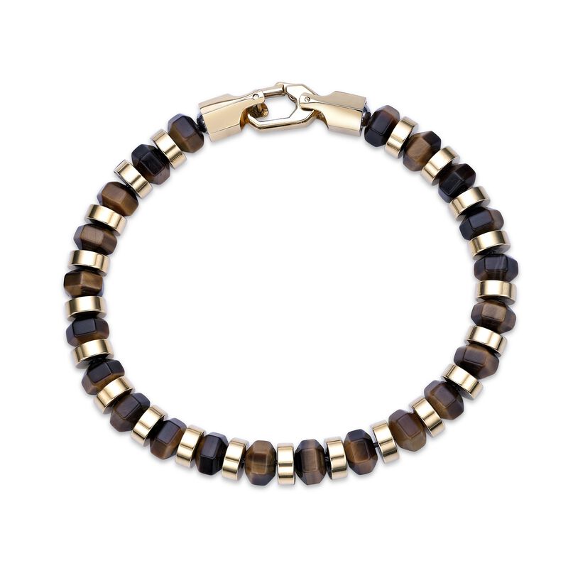 Tiger's Eye Bracelet in Gold Tone Ion Plated Stainless Steel image number null
