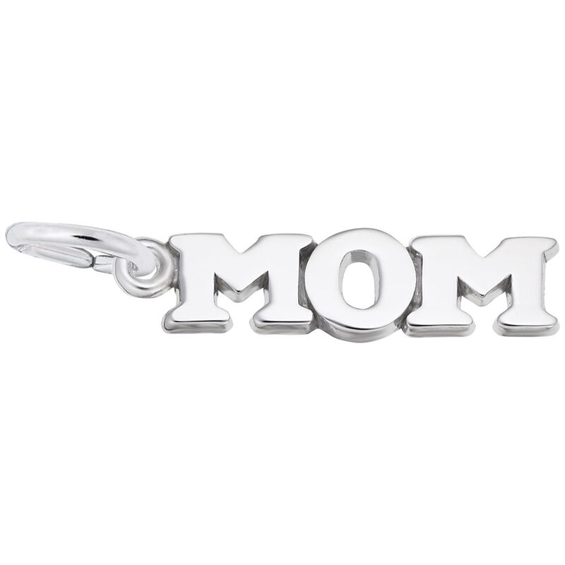 Mom Letter Charm in 14k White Gold image number null