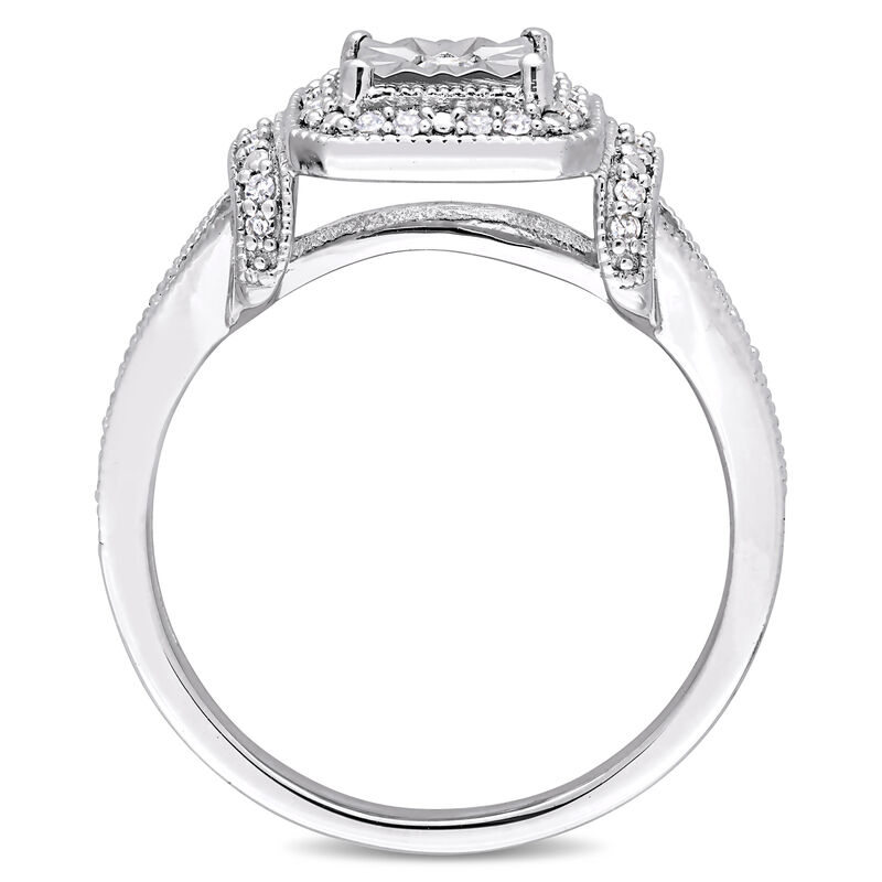 Diamond Halo Vintage Inspired 1/5ctw. Promise Ring in Sterling Silver image number null
