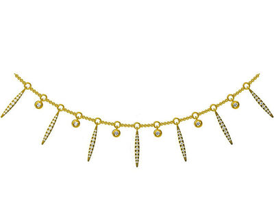 Multi-Station Stick Necklace 1/3ctw in 14k Yellow Gold