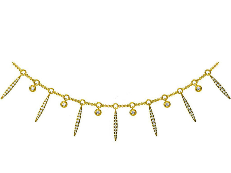Multi-Station Stick Necklace 1/3ctw in 14k Yellow Gold image number null