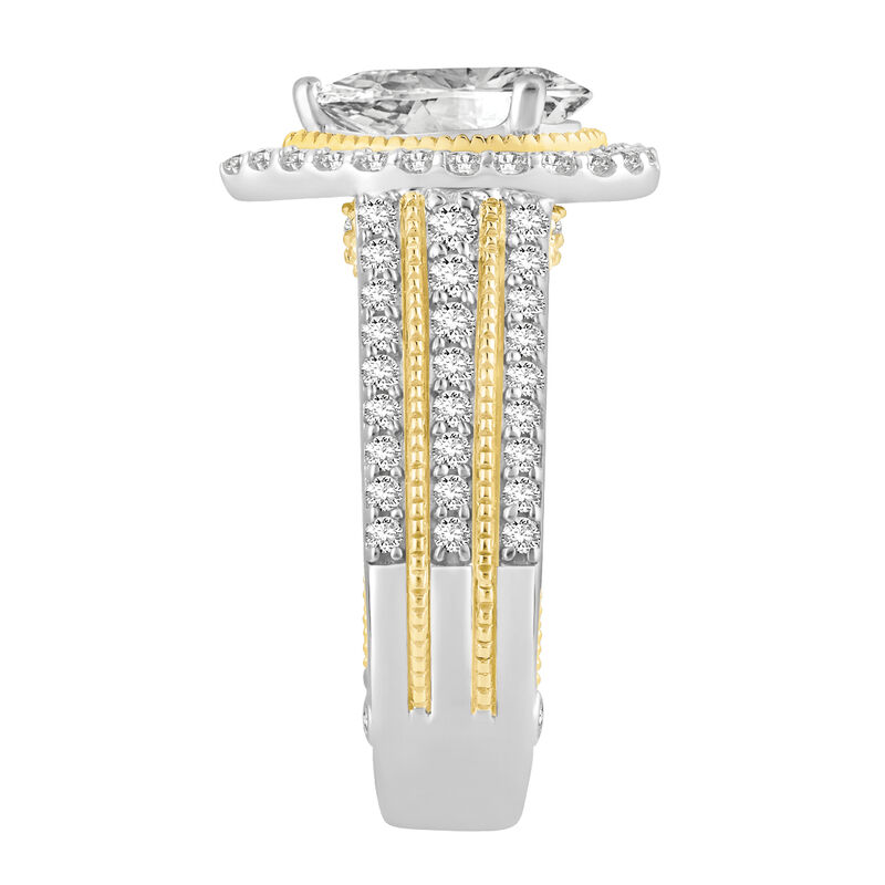 Pear-Shaped Lab Grown 2.50ctw. Diamond Multi-Row Halo Engagement Ring in 14k Two-Tone Gold image number null