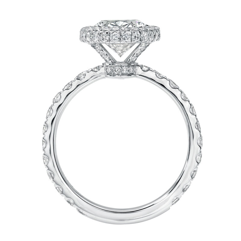 Oval-Cut Lab Grown 3ctw. Diamond Seamless Halo Engagement Ring in 14k White Gold image number null
