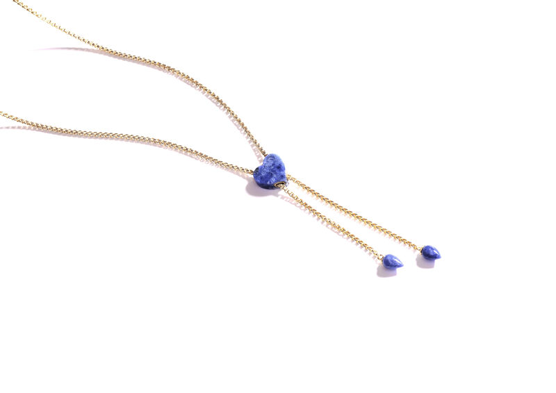 Sodalite Adjustable Necklace in Sterling Silver & 14k Yellow Gold Plating image number null