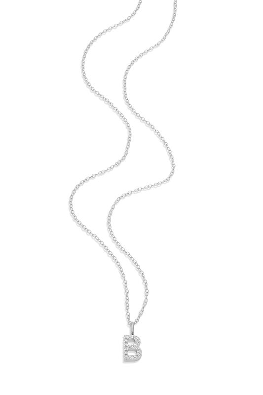 Lab Grown Diamond Letter B Initial Pendant Necklace in Sterling Silver image number null