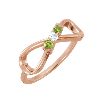Infinity 3-Stone Family Ring in 14k Rose Gold