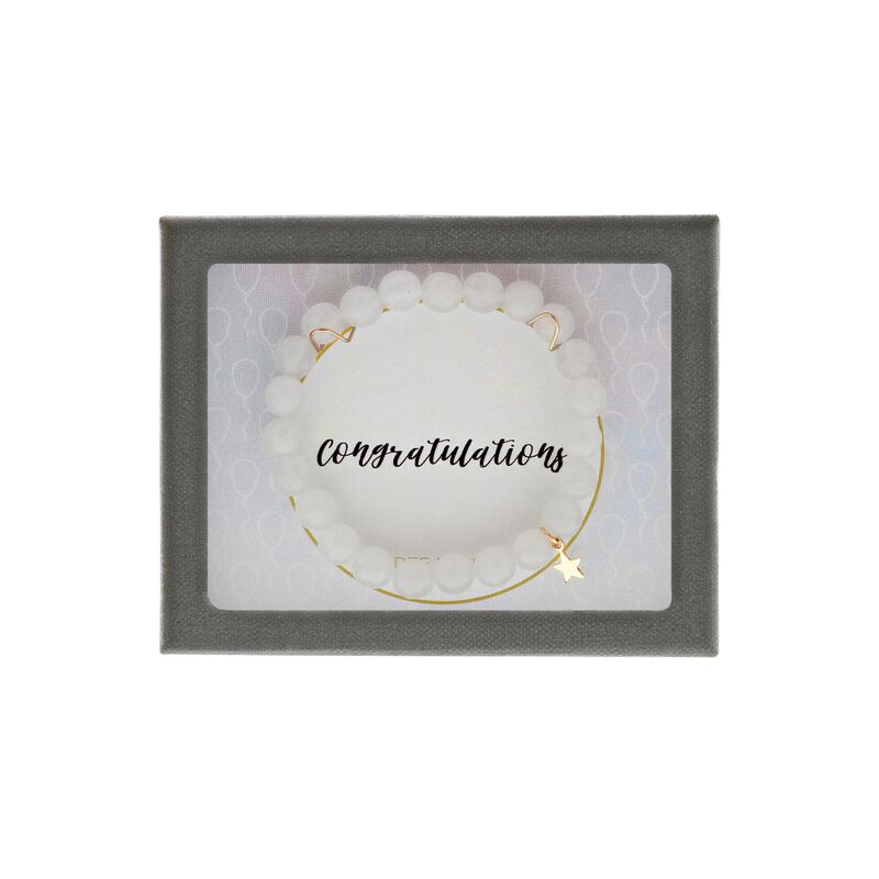 "Congratulations" Bracelet with White Quartzite in Sterling Silver/Gold Plated image number null