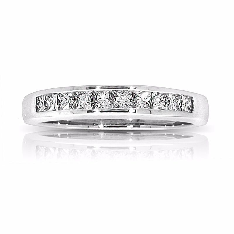 Diamond Princess-Cut Channel-Set Wedding Band in 14k White Gold image number null