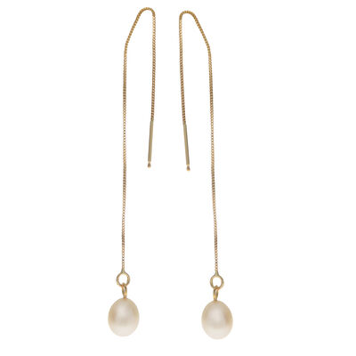 Imperial Pearl Freshwater Pearl Drop Threaded Earrings in 14k Yellow Gold