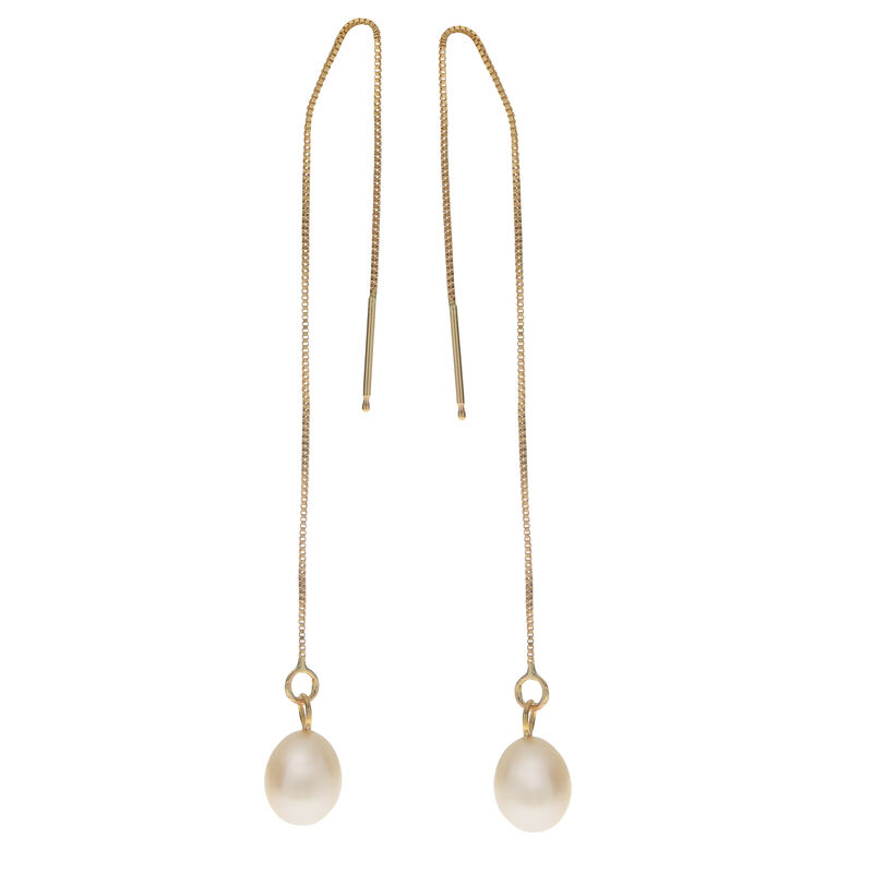 Imperial Pearl Freshwater Pearl Drop Threaded Earrings in 14k Yellow Gold image number null