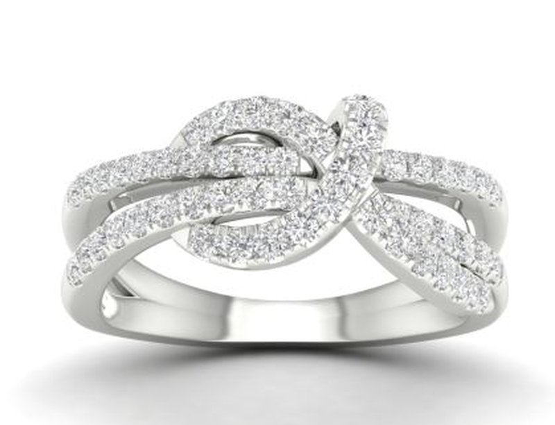 Brilliant-Cut 1/2ctw. Diamond Twist Fashion Ring in 10k White Gold image number null