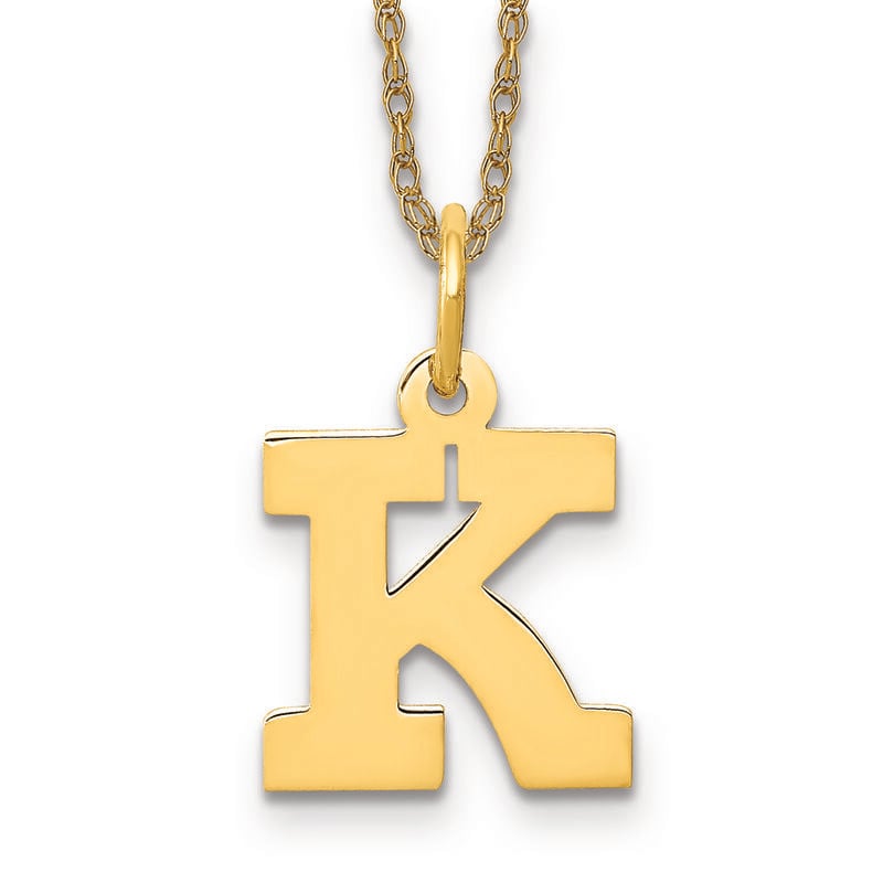 Small Block K Initial Necklace in 14k Yellow Gold image number null