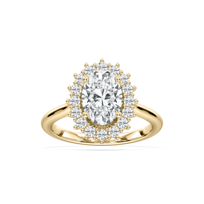 Oval Lab Grown Diamond 2 1/2ctw. Halo Engagement Ring in 14k Yellow Gold