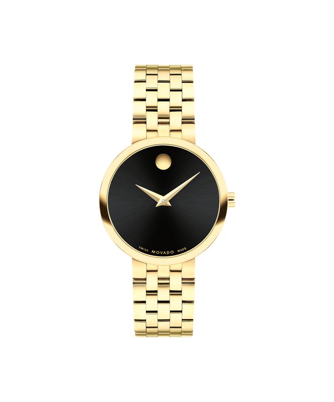 Movado Ladies' Museum Classic Black Dial Yellow PVD 30mm Watch 0607847 image number null
