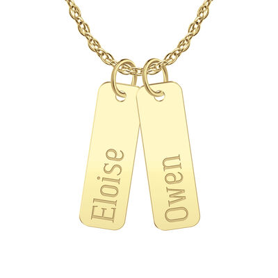 Set of 2 Engravable Name Tag Pendants in 10k Yellow Gold