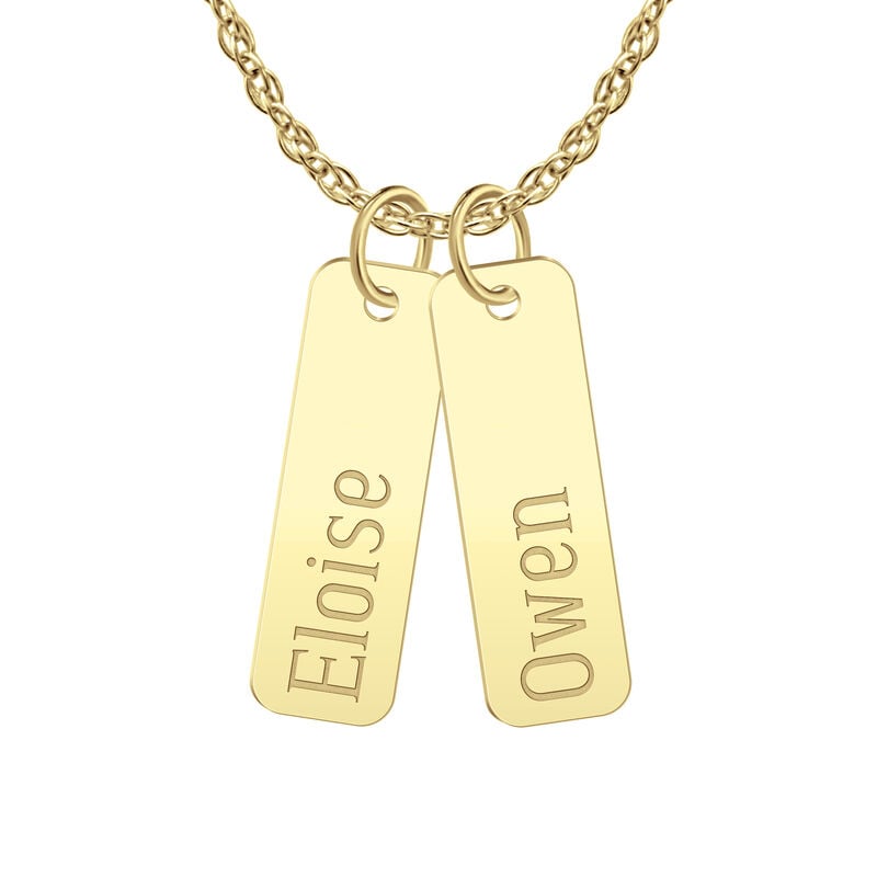Set of 2 Engravable Name Tag Pendants in 10k Yellow Gold image number null