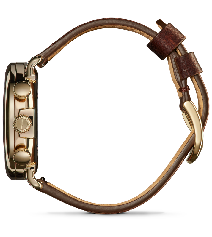 Shinola Men's Runwell Gold PVD Ivory Dial Brown Leather Strap 41mm Watch S0120141502 image number null