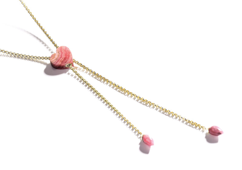 Yellow Rhodochrosite Adjustable Necklace in Sterling Silver & 14k Gold Plate image number null