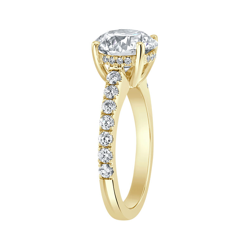 Brilliant-Cut Lab Grown 3 5/8 Diamond Hidden Halo Classic Cathedral Engagement Ring in 14k Yellow Gold image number null