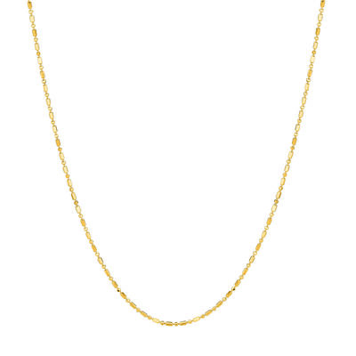Bar and Bead Chain 18" in 14k Yellow Gold (0.9mm)