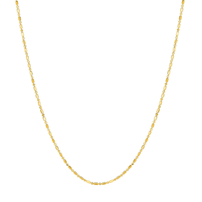 Bar and Bead Chain 18" in 14k Yellow Gold (0.9mm) image number null